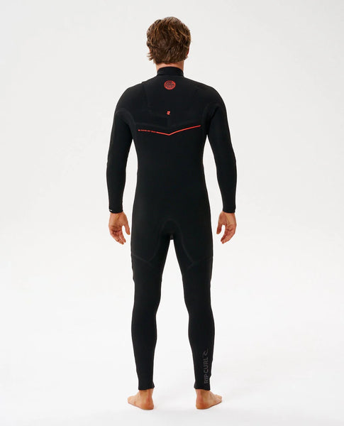 RIP CURL MEN'S FLASHBOMB FUSION 3/2 CHEST ZIP WETSUIT - BLACK