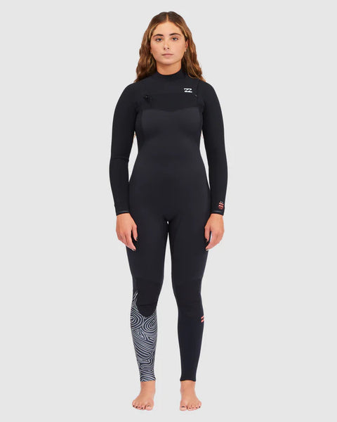 BILLABONG WOMEN'S FURNACE COMP 302 CHEST ZIP WETSUIT- MIDNIGHT TRAILS