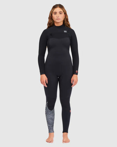 BILLABONG WOMEN'S FURNACE COMP 302 CHEST ZIP WETSUIT- MIDNIGHT TRAILS