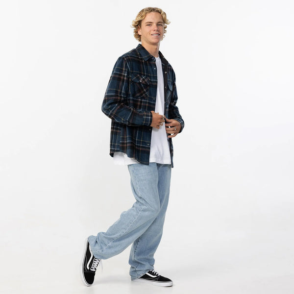 O'NEILL GLACIER PLAID SUPERFLEECE - MIDNIGHT NAVY